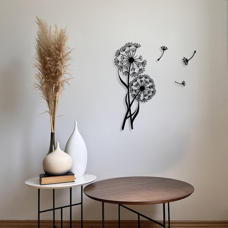 Metal Dandelion Wall Art: Floral Pusteblume with Flying Seeds image 9