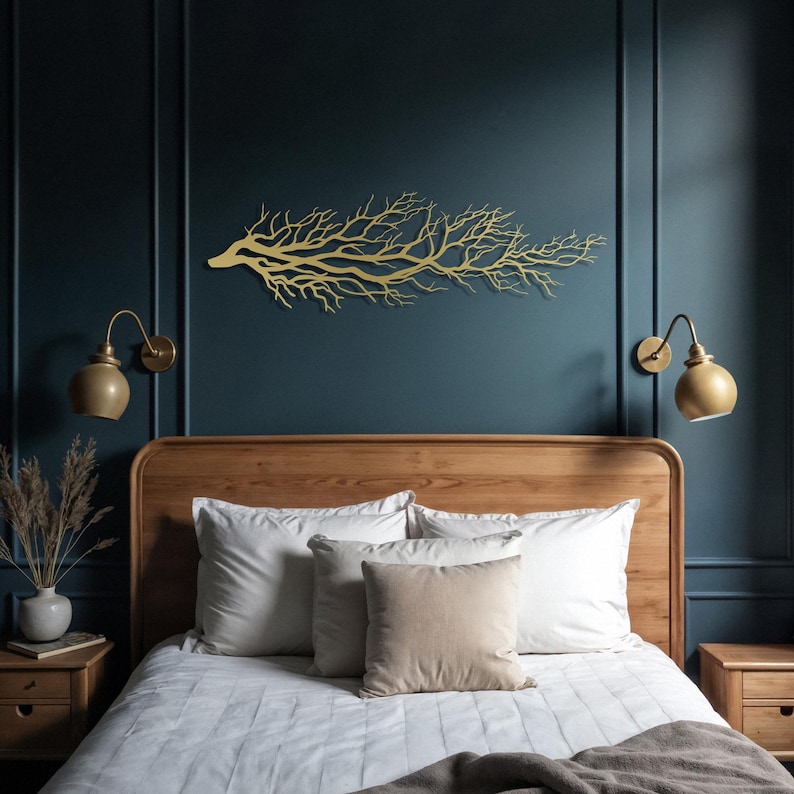 Long Tree Branch Metal Wall Art: Rustic Home Decor - Etsy