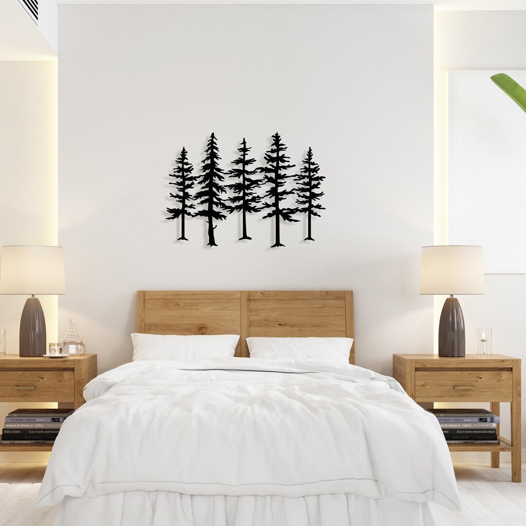 Pine Trees Metal Wall Art, Forest Metal Wall Decor, Interior Decoration