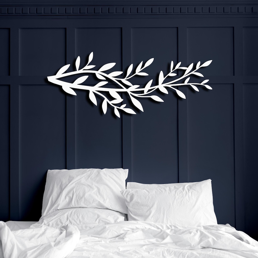 Olive Branch Metal Wall Art, Long Tree Decor - Etsy