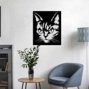 Metal Cat Wall Decor, Home Office Decoration, Animal Lover Gift, Wall Hangers, Cat Sign, Wall Sculpture, Animal Metal Wall Art