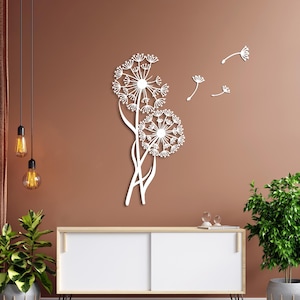 Dandelion Metal Wall Art Decor | Floral Decor with Flying Seeds | Pusteblume for Indoors & Outdoors | Unique Gift  | Fall Metal Decor