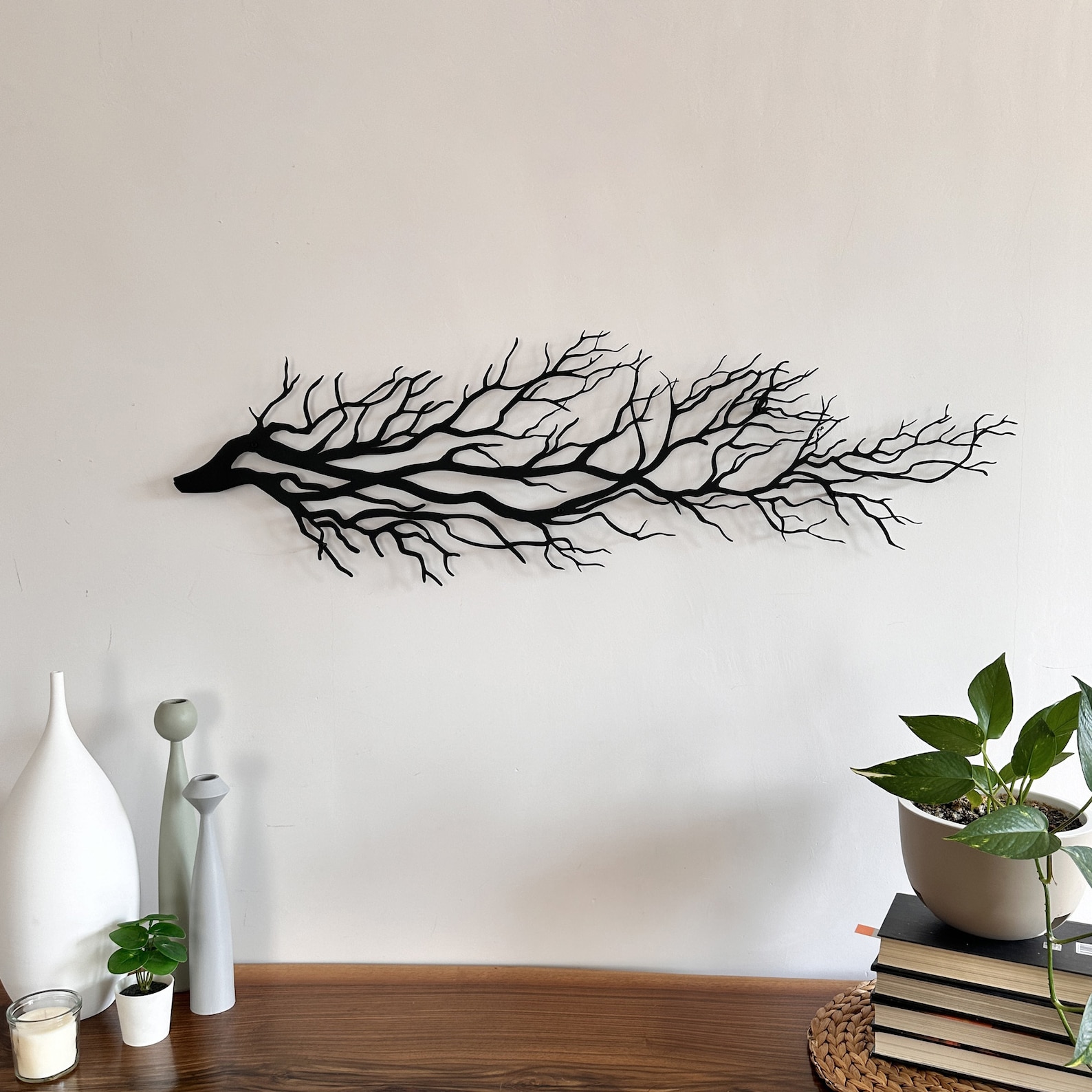 Long Tree Branch Metal Wall Art: Rustic Home Decor - Etsy