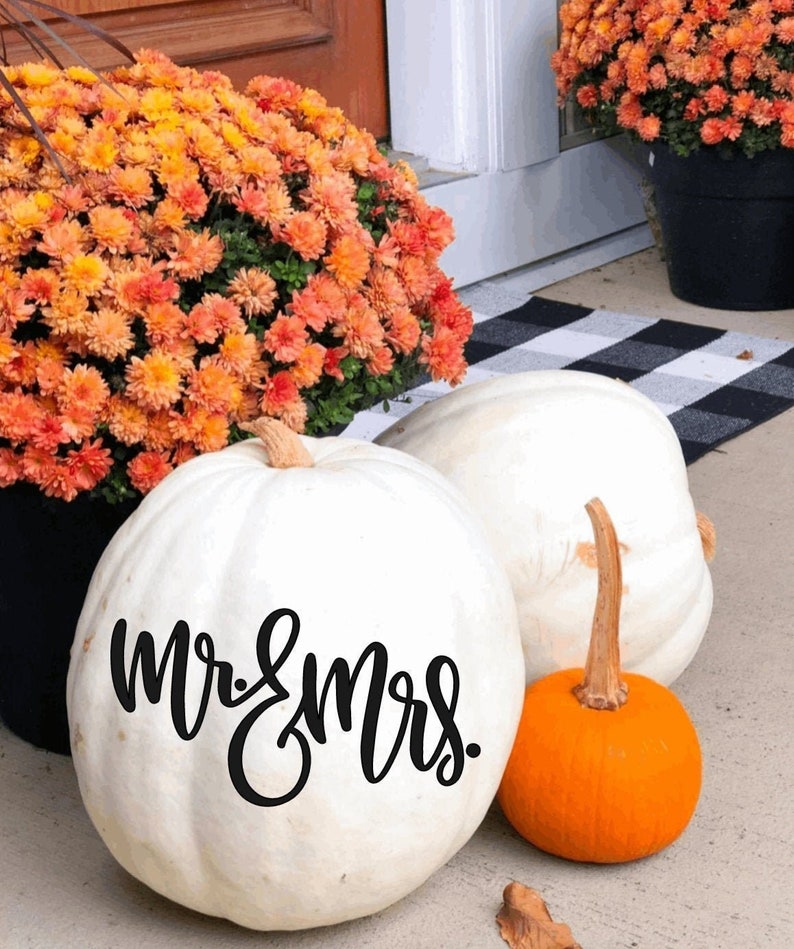 Mr and Mrs Pumpkin Decal Wedding Decals DIY Wedding Decor Fall Etsy