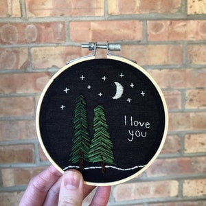 I love you to the mountains and back embroidery hoop set gifts for loved ones Anniversary gift Nature embroidery Cute wall decor I love you