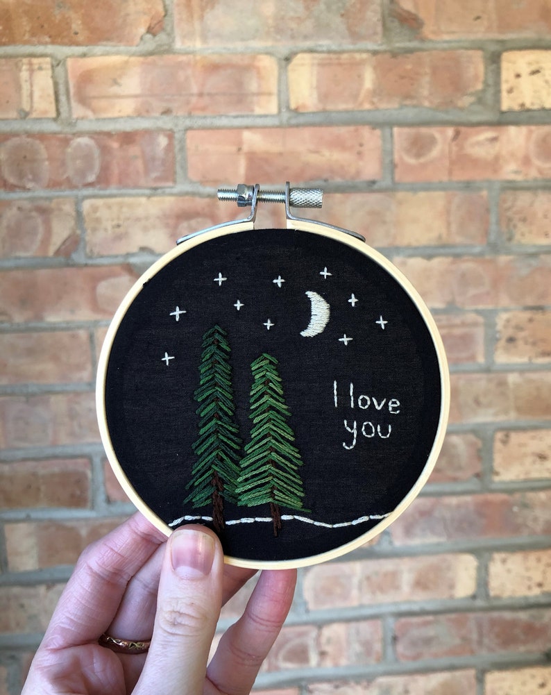 I love you to the mountains and back embroidery hoop set gifts for loved ones Anniversary gift Nature embroidery Cute wall decor I love you