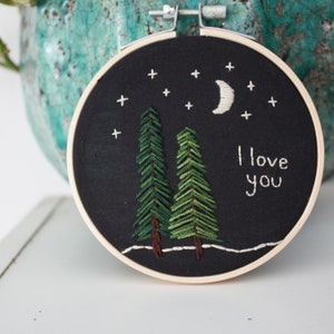 I love you to the mountains and back embroidery hoop set gifts for loved ones Anniversary gift Nature embroidery Cute wall decor image 2