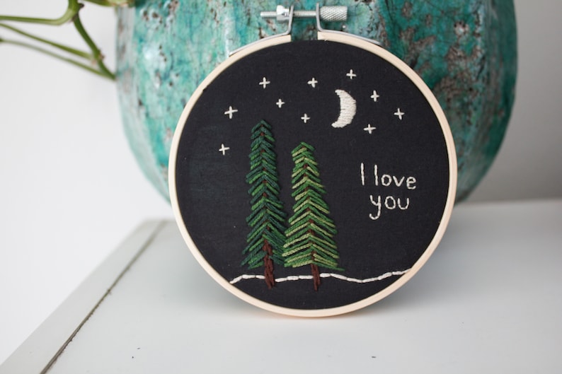 I love you to the mountains and back embroidery hoop set gifts for loved ones Anniversary gift Nature embroidery Cute wall decor image 2