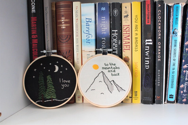 I love you to the mountains and back embroidery hoop set gifts for loved ones Anniversary gift Nature embroidery Cute wall decor image 7