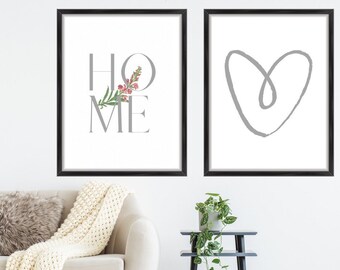 Home Set, Set of 2 Prints, Flower Print, Home Print, Home Decor, Home Gift, Wall Decor, Prints, A5, A4, A3