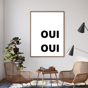 Oui Oui, Oui Oui Print, French Print, Bathroom Wall Art, French Wall Art, French Decor, Black and White Wall Art, Large Prints