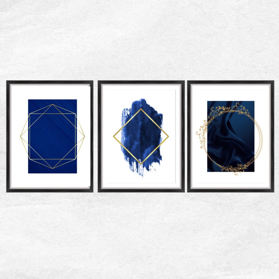 Navy Wall Art Navy Prints Blue Prints Set of 3 Prints Blue Etsy UK