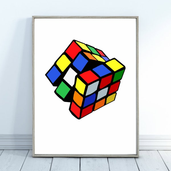 Retro Rubix Cube, Rubic Cube Print, Rubicks Cube, Retro Print, Retro poster