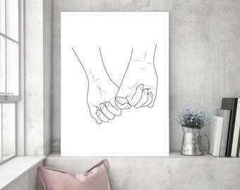 Holding Hands Print, holding hands wall art Love Print, holding hands picture, Bedroom Wall Decor, Wall Art, black and white print