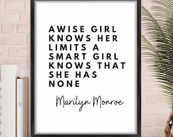 Marilyn Monroe Quotes, Marilyn Monroe Print, Famous Prints, Poster, Feminist Print, Typography Prints, Wall Print Home Decor