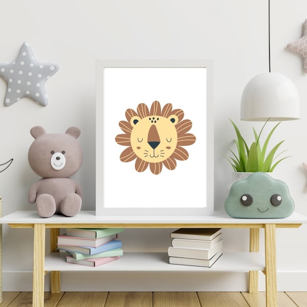 Lion Print, Nursery Print, Kids Bedroom, Playroom Print, Safari, Jungle, Scandi Print, The Lion King