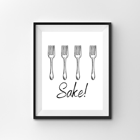 Kitchen Quote Wall Art Funny Utensil Wall Decor Prints or 