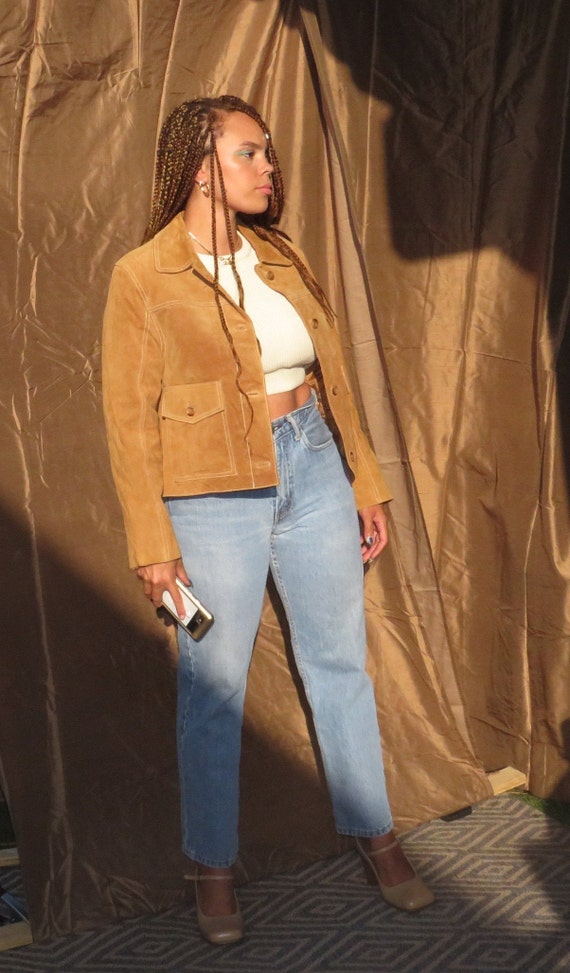 Contrast Stitch Leather Jacket - image 2