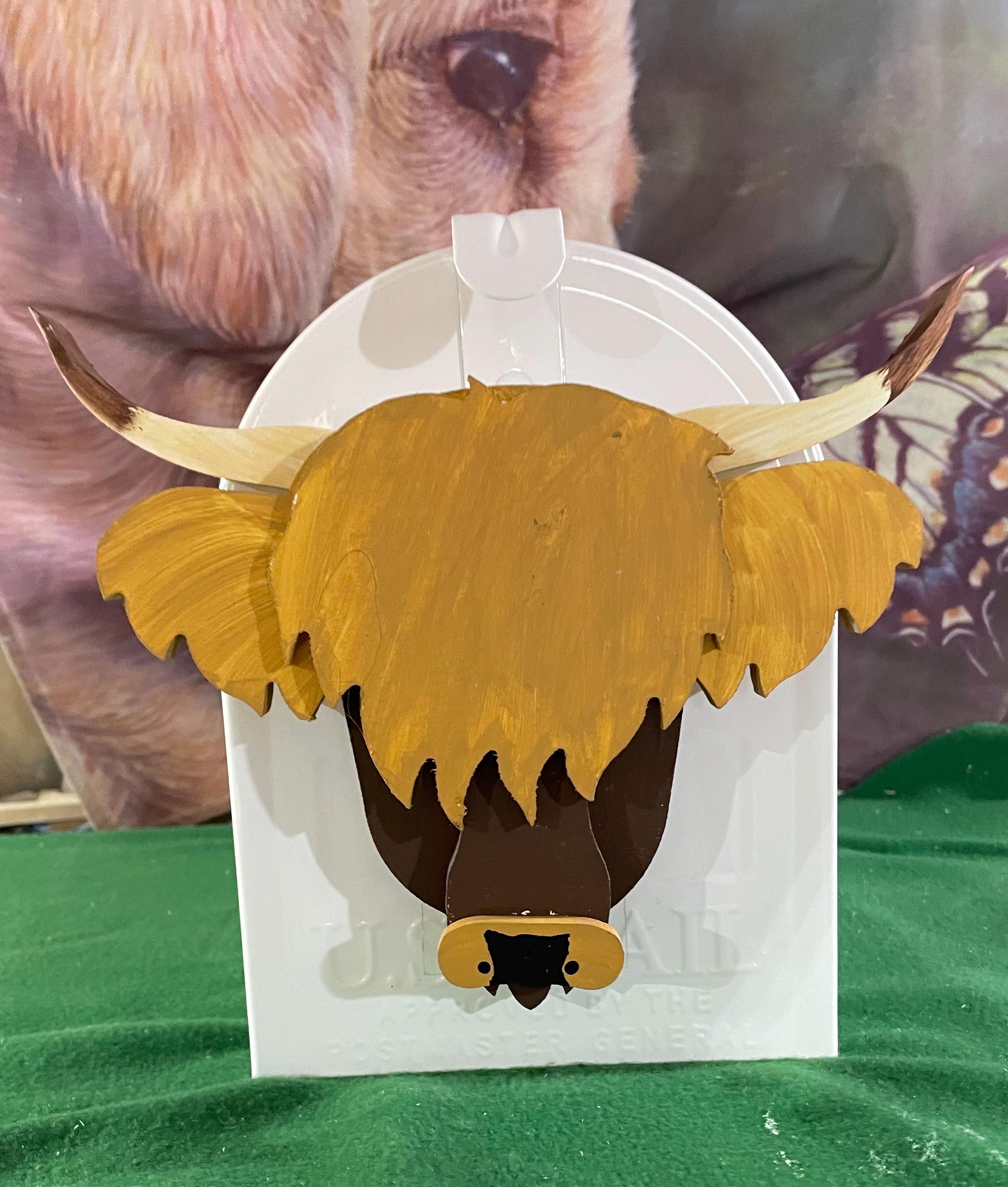 Highland cow mailbox, custom mailbox, painted as requested