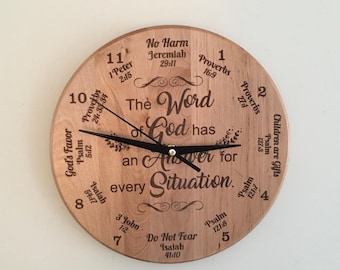 Christian clock, Bible verse clock,  Word of God, Wedding gift, Anniversary clock, Pastors gift, Housewarming clock,Pastoral anniversary