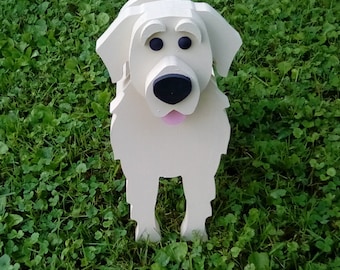 Golden retriever planter, DIY Kit or complete, Dog planter , NOT IMPORTED made in Michigan  can be  English Cream, white, or golden shade
