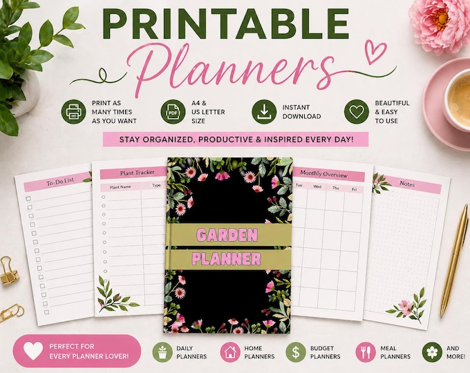 Transform your gardening experience with this beautifully designed Garden Planner Printable PDF