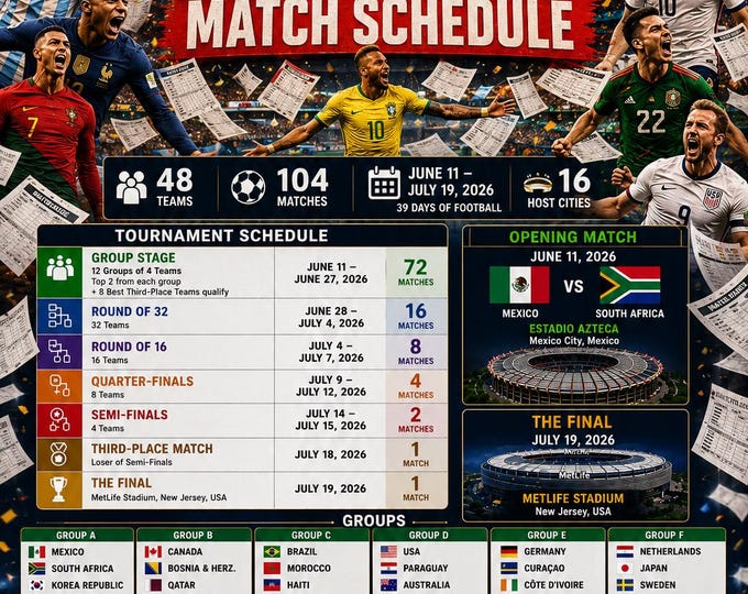 Full 2026 Match Schedule Group Stage Overview Knockout Round Dates