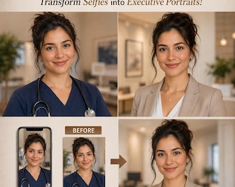 AI Professional Headshot Prompts for LinkedIn & CV | Transform Selfies into Executive Portraits | DIY Resume Photo Guide | Digital Download
