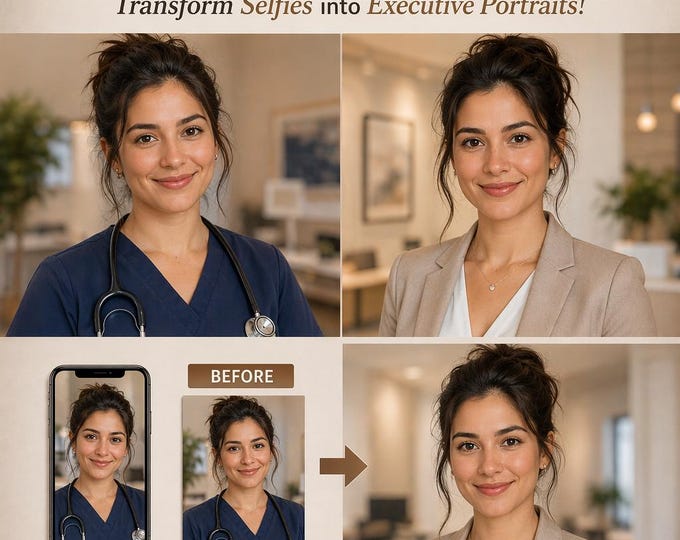 Featured listing image: AI Professional Headshot Prompts for LinkedIn & CV | Transform Selfies into Executive Portraits | DIY Resume Photo Guide | Digital Download