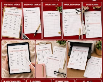 Bill Tracker Bundle | Monthly Bill Planner Printable | Expense Tracker PDF | Budget Organizer | Finance Planner | Instant Download