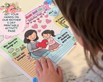 Mother's Day Printable, All About My Mum, Mothers Day Gift, Card for Mum, Activity Page, Mothers Day Coloring In Page, Mothers Day Activity