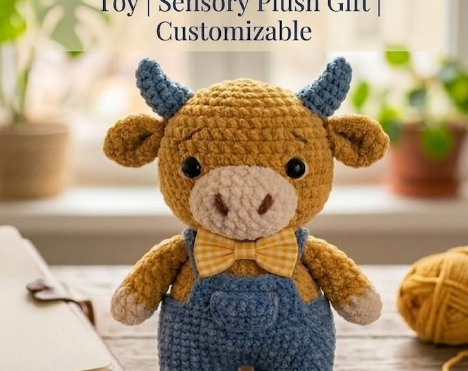 Chunky Cow Amigurumi Pattern PDF |Low Sew Crochet Cow Snuggler | Amigurumi Cow Pattern | Crochet Bull Tutorial | Digital Download