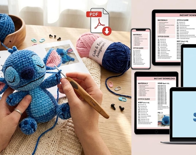 Sleeping Stitch Crochet Pattern PDF | Cute Lilo & Stitch Amigurumi | Easy Beginner Crochet Tutorial | Instant Digital Download