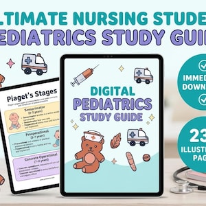 Pediatric NCLEX Study Guide PDF | Pediatric Nursing Notes | Nursing School Cheat Sheet | A4 Digital Download Bundle