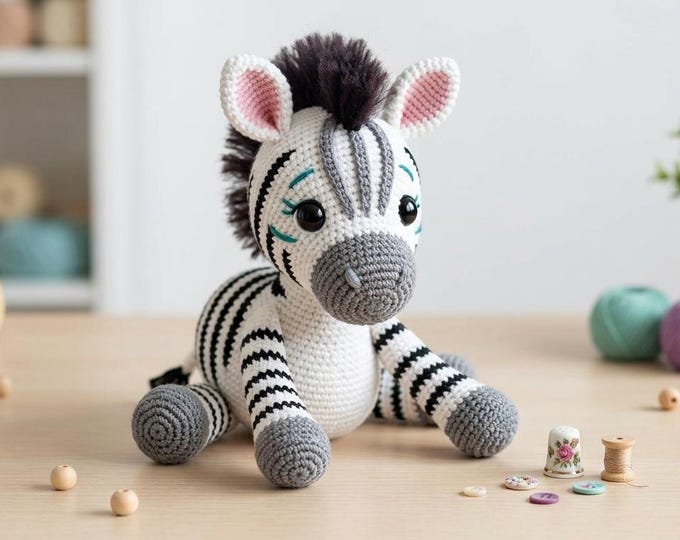 Zebra Crochet Pattern PDF | Amigurumi Zebra Pattern | Easy Crochet Animal Tutorial | Beginner Plush Pattern | Instant Digital Download