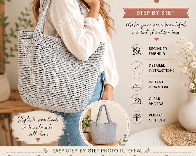 Crochet Square Bottom Beach Bag Pattern PDF