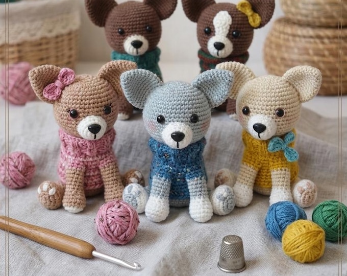 Cute Amigurumi Chihuahua Crochet Pattern | Digital PDF Download Dog Pattern | Handmade Puppy Plush Tutorial