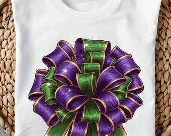Mardi Gras Bow PNG - Vibrant DTF, Sublimation, and Eco-Solvent Design for T-Shirts and Crafts