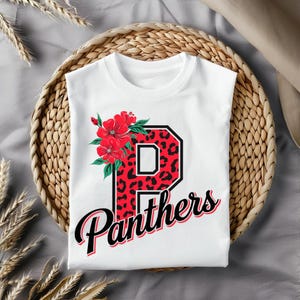 Panthers Leopard Print Floral PNG for T-Shirts, Sublimation, Crafts, DTF, Eco Solvent Printing