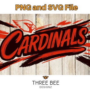 Cardinals PNG and SVG – Red Team Spirit Design – Mascot Brush Stroke Graphic for Shirts – Digital Download for Cricut & Sublimation