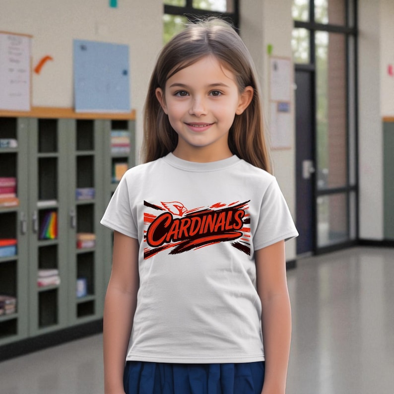 Cardenales PNG y SVG – Diseño de espíritu de equipo rojo – Gráfico de pincelada de mascota para camisetas – Descarga digital para Cricut y sublimación imagen 5