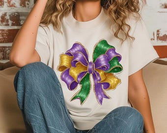 Mardi Gras Bow PNG - Vibrant DTF, Sublimation, and Eco-Solvent Design for T-Shirts and Crafts