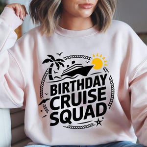 Birthday Cruise Squad PNG – Cruise Shirt Sublimation Design – Tropical Cruise Clipart for T-Shirt Printing | DTF Transfer