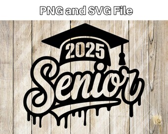 Senior 2025 Graduation Cap SVG – Sublimation Design (Digital Download)
