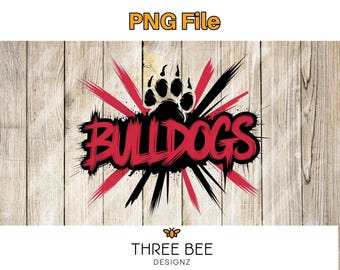Bulldogs Mascot PNG | Red Black Paw Print, School Spirit (Digital Download)