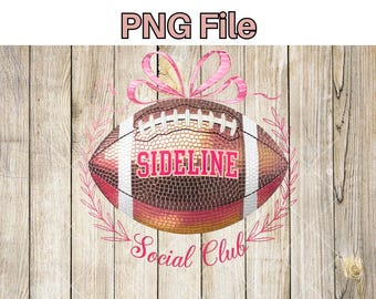 サイドライン・ソーシャルクラブ・フットボール PNG – キラキラ輝くデザイン、DTF、昇華転写