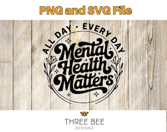 Mental Health Matters SVG PNG, Retro Groovy Clipart (Digital Download)