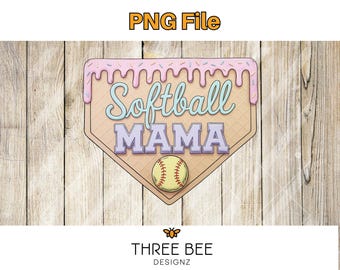 Softball Mama PNG - Mom Sublimation Design for Shirts (Digital Download)