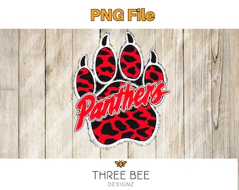 Petal High Panthers PNG – Huella de leopardo roja, diseño de sublimación (descarga digital)