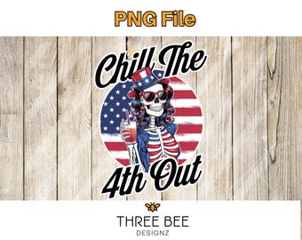 Retro 4th of July Skull PNG | Patriotic Skeleton Design (Digital Download)